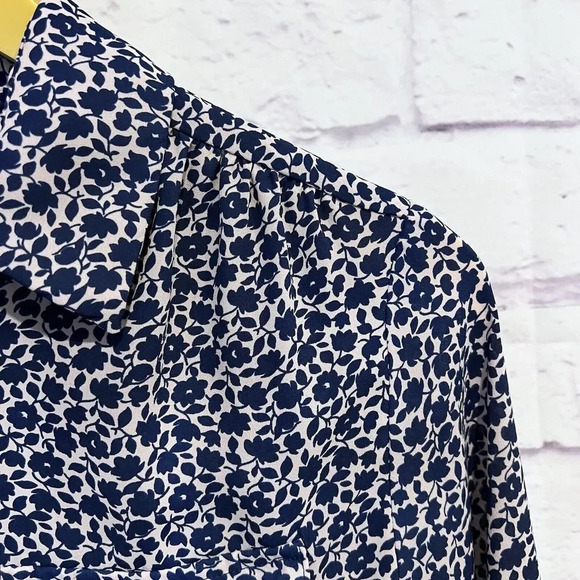 Lark & Ro Floral‎ Print Blue Pink Long Sleeve Blouse Size 4 Career Casual Shirt - Picture 8 of 11
